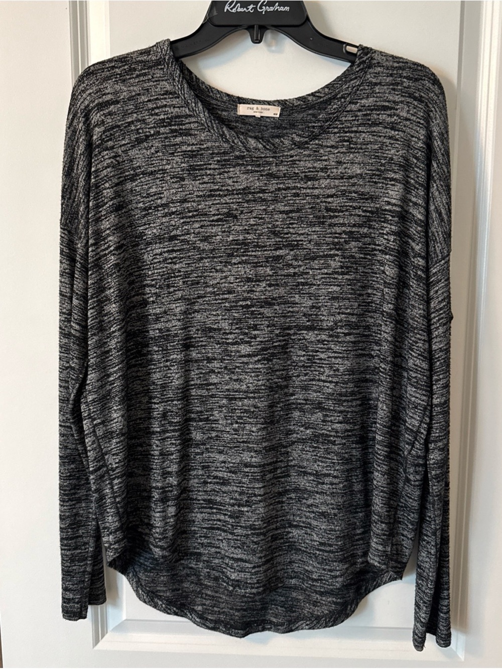 Rag & Bone Sweater Womens Sz M Heather Gray Knit Long Sleeve Stretch Lightweight
